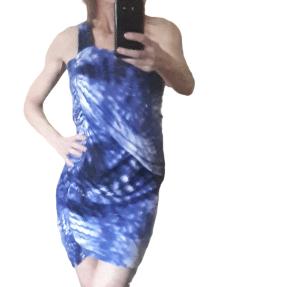 Love Moschino One Shoulder Blue Dress